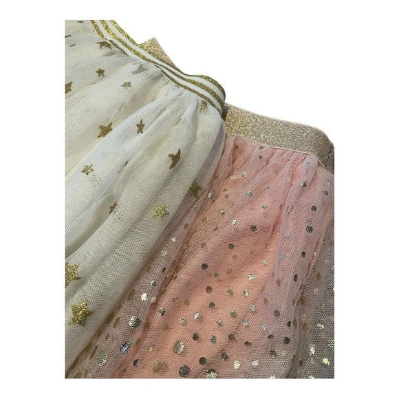 Zunie 2 pack Tutu/ Skirt Pink and White Stars Polkadots Gold Size 5/6 - Picture 2 of 7